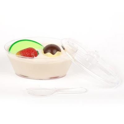 Cina Disposable Pudding Cake Cup Disposable Plastic Bowl With Fork in vendita