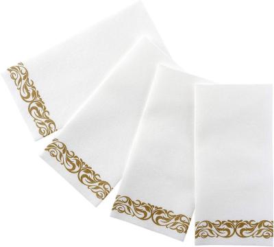 China Rose Gold Printed Linen Party Airlaid Dinner Disposable Custom Cloth Napkins For Home Decoration Supplies en venta