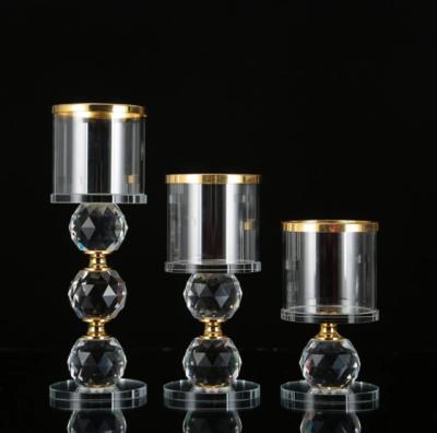 China Europe 3pcs/set Party Dinner Table Decoration Desk Candlestick Crystal Candle Holder For Home Set zu verkaufen