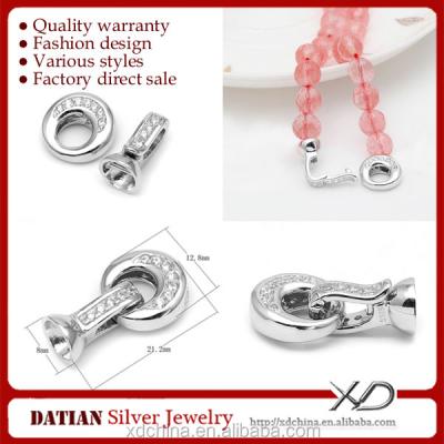 China Clasps and Ends for Pearl Necklace Bracelets XD S747 925 Sterling Silver Rope Ends Diamond Pave Clasp for sale