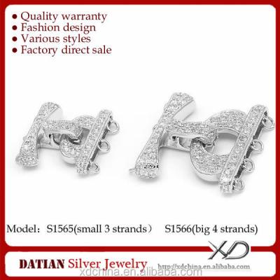 China Clasp Used For Making Necklace Bracelet XD S1565-1566 Jewelry Making CZ Pave 925 Sterling Silver Multi Strands Clasps For Necklaces Silver for sale