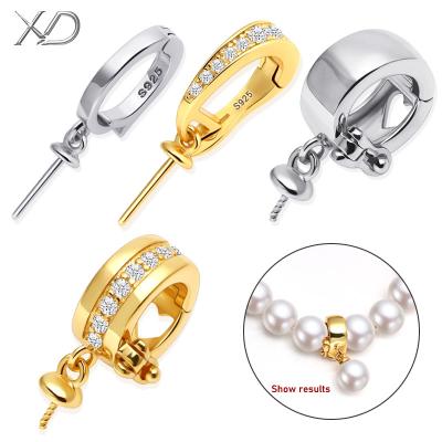 China Sterling silver pearl pendant buckle diy pearl accessories silver mobile buckle connection pearl buttons XD SB151 925 for sale