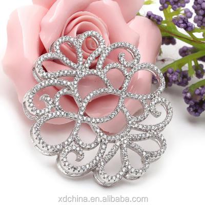 China Genuine XD P900 CZ 925 sterling silver micro pave type 925 heavy sterling silver jewelry connector flower connector accessories for sale