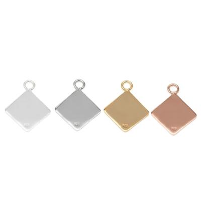 China Nickel& XDP1235 P1236 P337 925 Sterling Silver Small Square Pendant Custom Jewelry Tags Lead Free for sale