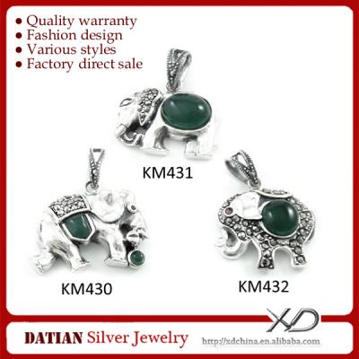 China Nickel& lead free exquisite design of XD KM431 925 Sterling Silver Elephant Jade Pendant with Marcasite for sale