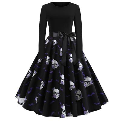 China Retro Anti-Static Women's Fashion Halloween Skirt Prom Dress Long Sleeve Cocktail Dress for sale