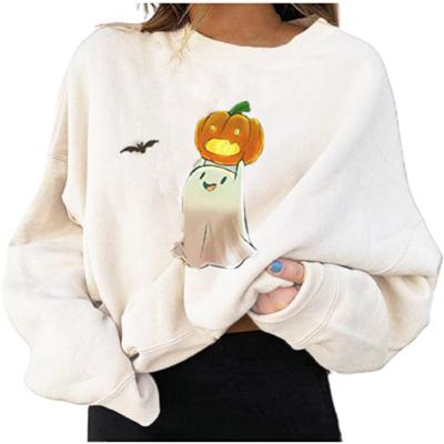 China Halloween Pattern Sweatshirt Women's Fashion Round Neck Loose Casual Long Sleeve Cute Pumpkin Sweater Anti-wrinkle for sale