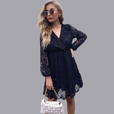 China Women's Fashion Breathable And Elegant V-Neck Printed Casual Holiday Loose Lace Up Long Dress for sale