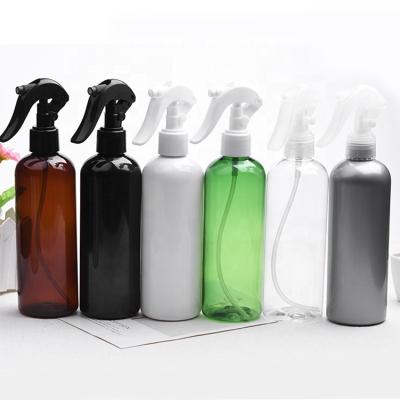 China Cleaning Room 300ml Black Clear Spray Bottle White PET Plastic Trigger Bottle With Trigger Pump Spray Cap for sale