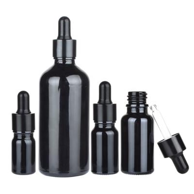 China Essential Oil 5ml, 10ml, 15ml, 20ml, 30ml, 50ml, 100ml Essential Oils Glass Bottle Empty Dropper Bottles Black for sale