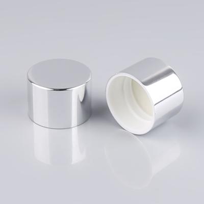 China Child safe pp bottle screw cover aluminum silver plastic cap for cosmetic for sale