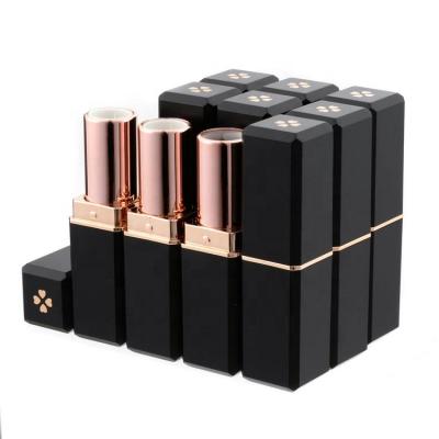 China Beautiful Black Square Empty Lipstick Tubes 12.1mm DIY Refillable Lip Balm Container for sale