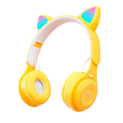 China New web celebrity viable fashion border cute style glowing cat ear bluetooth wearing headset for sale