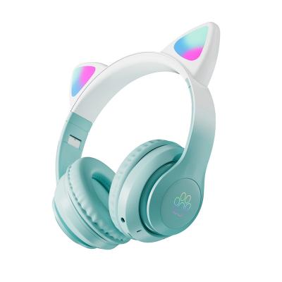 China New Cat Ear Gradient Viable Bluetooth Headset Foldable Wireless Headset Plug-in Card Headphone Gaming Headset for sale