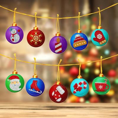 China Christmas Tree Hanging Decoration 10pcs/set 5D DIY Diamond Painting Christmas Wrap Tag Christmas Home Handcraft Cards Holiday Art Craft for sale