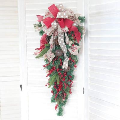 China Christmas Home Decoration Christmas Ornament Loot Garland Ribbon Pine Cone Door Mount Teardrop Swag Braid Outdoor Wall Hanging Decoration for sale