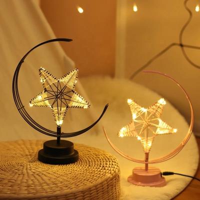 China Modern Hot Sale Novelty LED Star Moon Night Light Holiday Kids Gift Baby Room Decor Desk Lamp for sale