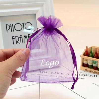 China Wholesale Custom Printed Organza Bag White Big Drawstring Logo Promotional Organza Gift Bag Promotion Wedding Favor Organza Pouch for sale