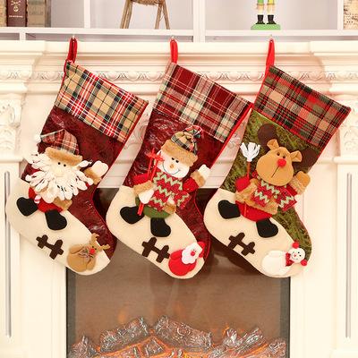 China Eco-friendly Santa Sock Candy Bag Christmas Tree Christmas Stocking Gift Pendant Bag for sale