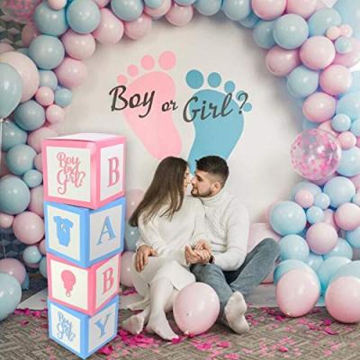 China Baby Shower Decorations For Gender Say Jumbo Baby Blocks Balloon Box With Letters And Characters 1st Birthday Party Decor 30cm for sale