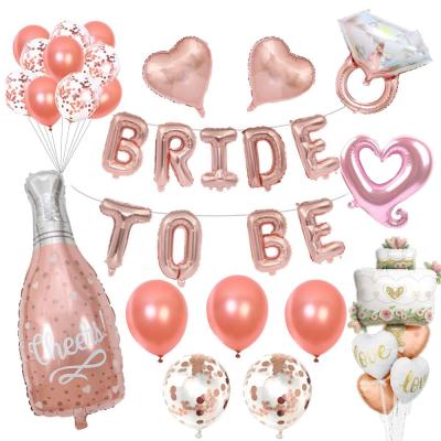 China Mother's Day Party Decoration 16inch Rose Gold Bride To Be Letter Foil Balloons Wedding Hen Love Alphabet Air Globos Balloons Bachelorette Party Decor Supplies for sale