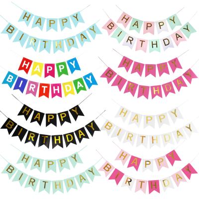 China Birthday Party Decoration Festival Decoration Happy Birthday Banner Letter Flag Fishtail Party Supplies Birthday Banner for sale