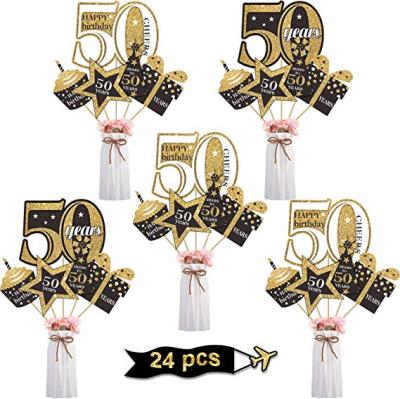 China 50th birthday party decoration set gold birthday party centerpiece sticks glitter decorative advertisements party supplies as picture for sale