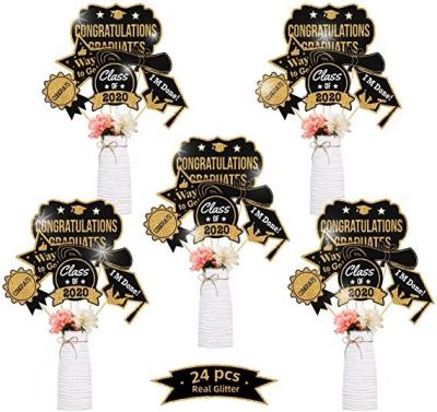 China 2020 Graduation Party Decoration Set Gold Graduation Party Centerpiece Glitter Sticks Table Topper Party Supplies As the picture for sale