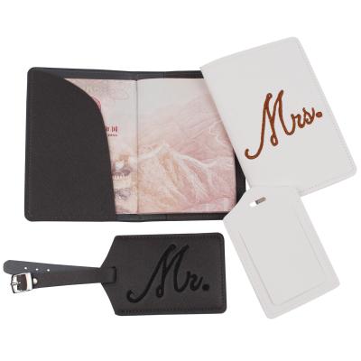 China Wedding Decoration Mr. and Mrs. Passport Covers and Luggage Tags Gift Set Couples Passport Holder for Honeymoon for sale