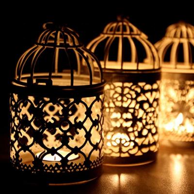 China Classic Hanging Lantern Home Cavity Decoration Birdcage Candle Holder Candlestick Lantern Wedding Decor for sale