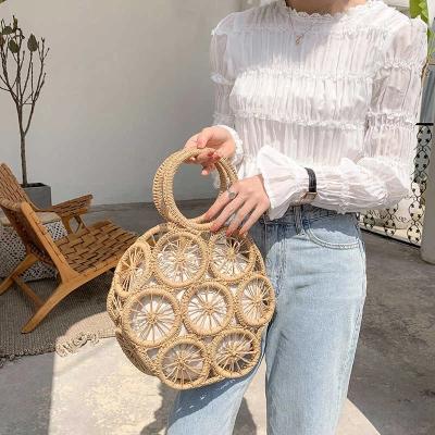 China Wholesale Hollow Straw Bag Women Fashion Hand Bag Large Capacity Shoulder Bag Fashion Beach Vacation Purses and Handbags for sale