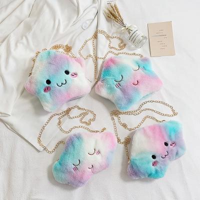 China Designer Picnic Designer Cartoon Little Star Mini Plush Purses Chain Tote Bag Purse For Kids Young Girl for sale