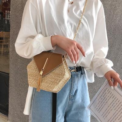 China Wholesale Women's Straw Shoulder Bag Woven Straw Leather Rattan Bag Handmade From ENGLAND STYLE Circle Bohemia for sale