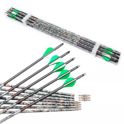 China Hunting Shooting Target Practice Archery Archery Carbon Shaft 300 340 400 Spine For Recurve And Dial Hunting Arrows Pinals for sale