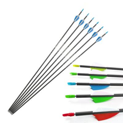 China Hunting Target Practice Pinals ID4.2mm Carbon Arrow Shaft Recurve Compound Bow Arrows Hunting Plastic Vanes Steel Pin Nock Points for sale