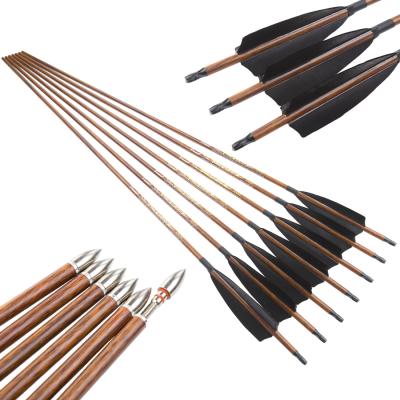 China Hunting Pure Turkey Feather Spine 250-800 Shaft Wood Coating Carbon Arrows Archery Target Practice Shooting Recurve Bow Hunting Arrow for sale