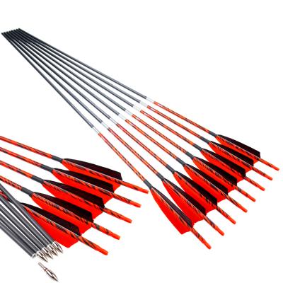 China Hunting Archery Bow Arrows Carbon Fiber Shaft 400 Spine 500 600 For Recurve And Make Up Turkey Feather Hunting Arrow Pinals for sale