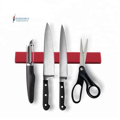 China Best Selling Viable Red Silicon Magnetic Knife Holder Magnetic Knife Bar With Strong Magnet Strength For Kitchen Storage for sale