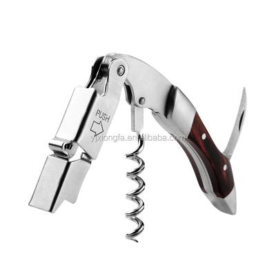 China Premium 3 in 1 Seahorse Wine Bottle Opener Rose Wood Handle Double Hinge Portable Corkscrew Wine Opener for Party for sale