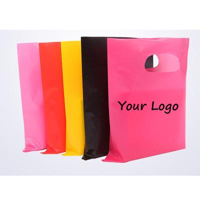 China Disposable Custom Printing Degradable Die Cut Reusable Plastic Shopping Bags With Logos for sale