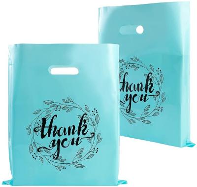 China Custom Moisture Proof Thank You Bags Design Logo Printed Clothing Plastic Carrier Die Cut Handle Shopping Plastic Bag for sale