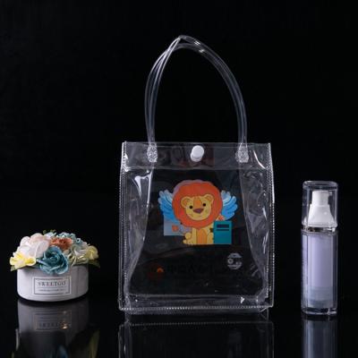 China Disposable Customized Plastic Stereo PVC Tote Bag Gift Clothing Storage Snap Button PVC Packaging Clear Bag for sale