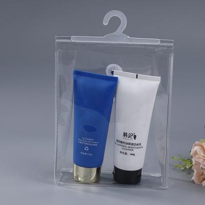 China Disposable Transparent Printing Garment Jars PVC Hanger Bag Plastic Bag With Button for sale