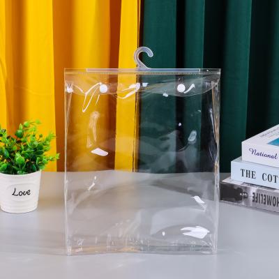 China Wholesale Disposable Transparent Packaging Bag Garment PVC Hanger Hook Self-standing Bag for sale