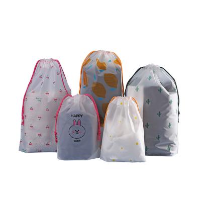 China Custom Printed Logo Gift Plastic Pouch Waterproof Moisture Proof Frosted Plastic Drawstring Bags for sale