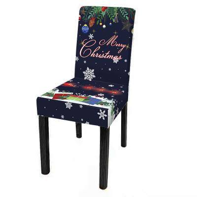 China Polyester Simple Holiday Back Decoration 3D Christmas Printing Dining Chair Table Cover for sale