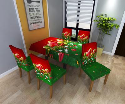 China Simple Christmas Cotton 3D Printing Custom Pattern Chair Table Cover Decoration For Dining Room for sale