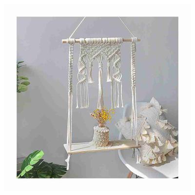 China Art Decor Hot Sale High Quality Handmade 3 Tier Macrame Wall Shelf Macrame Shelves for sale