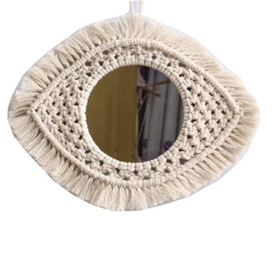 China Art Decor Bohemia Cotton Handmade Home Decor Macrame Mirror Eye Wall Hanging Ornament for sale