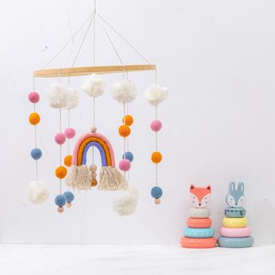 China Art Decor Cute Cotton Hand Woven Macrame Baby Room Wall Hanging Mobile Rainbow for sale